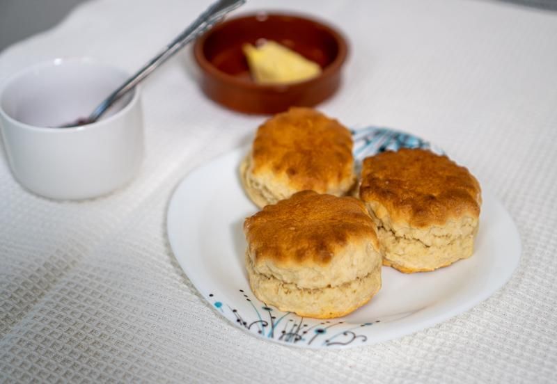 Butter, Jam and three Scones 