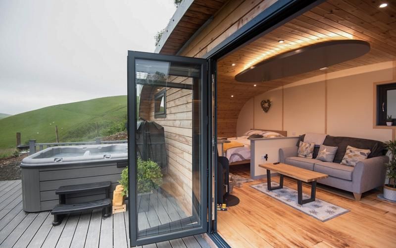 Interior of Beacon View Glamping Pod with Hot Tub