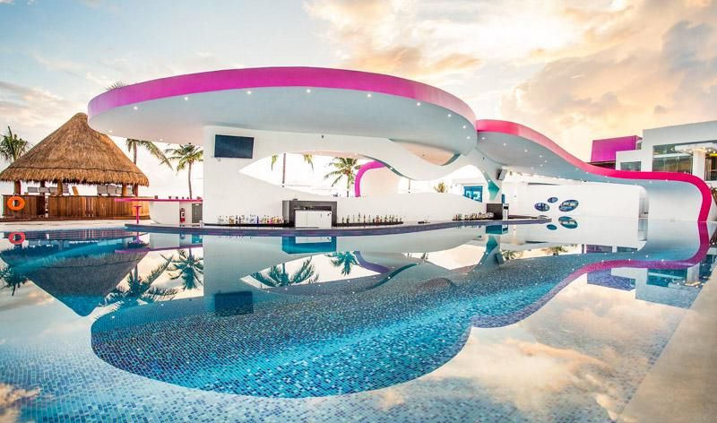 Swimming pool at Temptation Cancun Resort, an adults-only all-inclusive resort in Cancun, Mexico