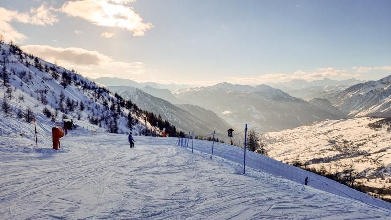 Skiers on the Italian ski resort